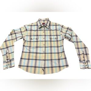 Brooks & Dunn Panhandle Slim Shirt Women’s Medium Plaid Pearl Snap Western